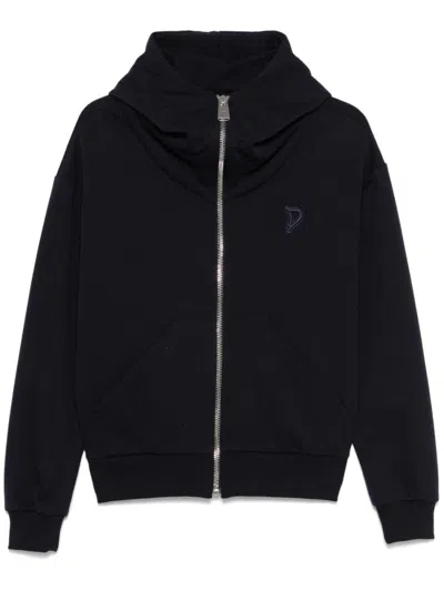 DONDUP NAVY BLUE ZIPPED HOODIE