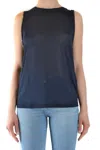 Dondup Navy Sleeveless Top With High Round Neckline In Blue