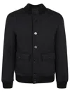 Dondup Ribbed Elastic Neoprene Bomber Jacket With D Logo Detail In Black