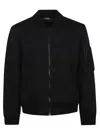 Dondup Neoprene Bomber Jacket With Ribbed Trim In Black