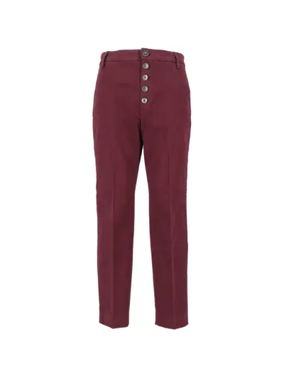 Dondup Nima Button-front Trousers In Burgundy
