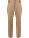Dondup Nima Cropped Virgin Wool Trousers In Brown