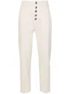 Dondup Striped Pattern Cropped Trousers With Button Detailing In Neutrals