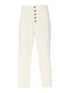 Dondup Striped Pattern Cropped Trousers With Button Detailing In Blanco