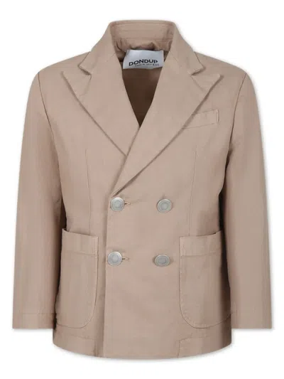 Dondup Kids' Notched-lapels Double-breasted Blazer In Neutrals