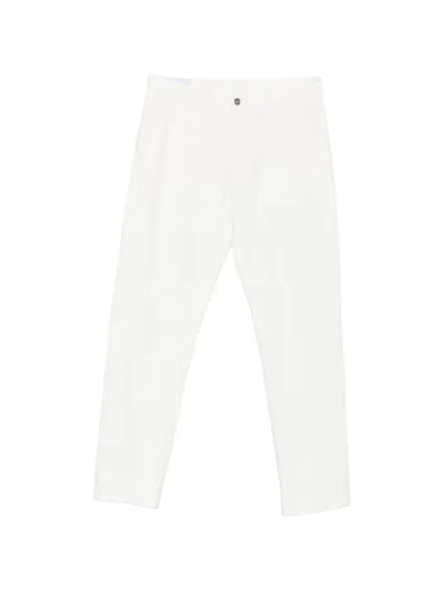 Dondup Oliver Straight-leg Logo-patch Trousers In White