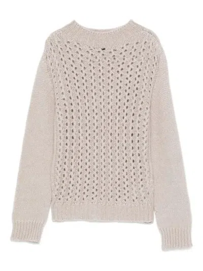 DONDUP DONDUP OPEN-KNIT TURTLE-NECK SWEATER WITH TEXTURED PATTERN