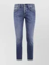 Dondup Organic Stretch Denim Trousers With Rolled Cuffs In Blue