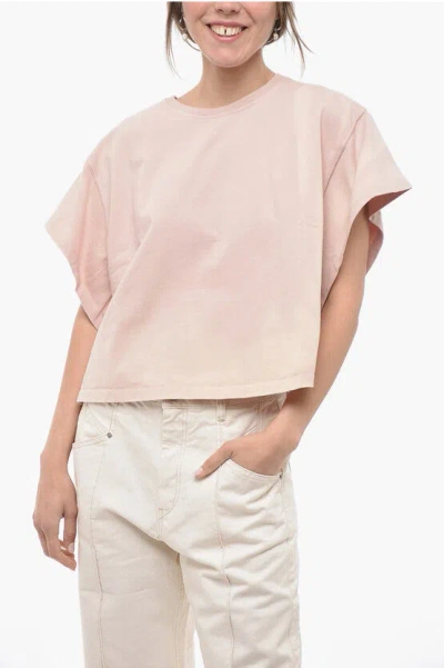 Dondup Oversized Fit Vintage Effect Crew-neck T-shirt In Pink