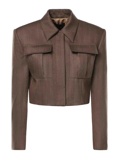 Dondup Oversized Herringbone Wool Blazer In Brown
