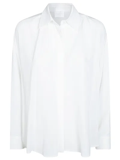 Dondup Oversized Silk-blend Crepe Of Chine Shirt In White