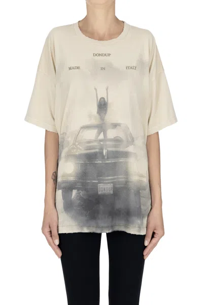 Dondup Oversized Used Effect T-shirt In Neutral