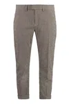 Dondup Cotton Trousers With Belt Loops And Cuffed Hem