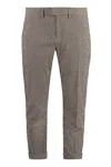 Dondup Cotton Trousers With Belt Loops And Cuffed Hem In Multicolor