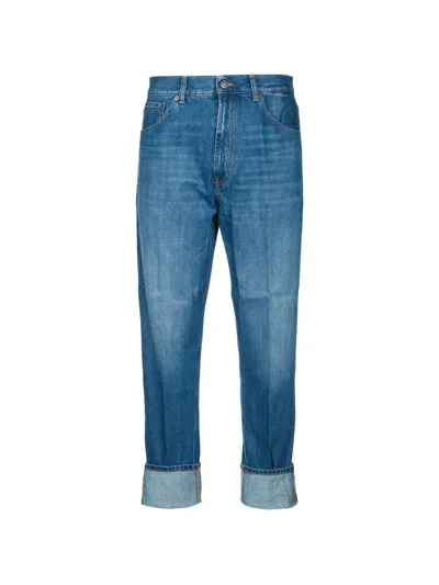 Dondup Paco Trousers Five Pocket Rolled Cuffs In Blue