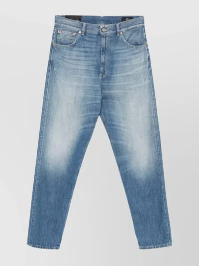 Dondup Paco Faded Denim Trousers With Contrast Stitching In Blue