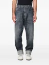 Dondup Relaxed Fit Distressed Denim Trousers With Rolled Cuffs In Blue