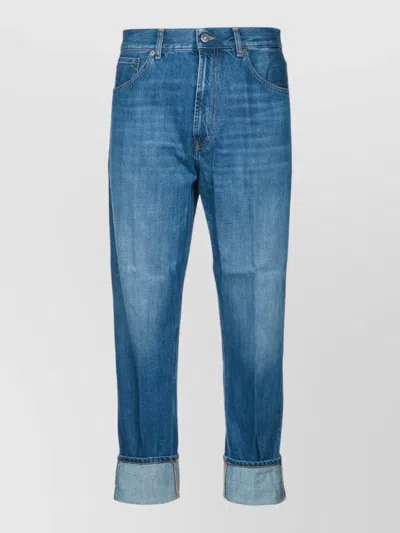 Dondup Paco Trousers Five Pocket Rolled Cuffs In Blue