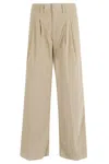 Dondup Beige Wide-leg Chino Pants With Low-rise Waist In Neutral