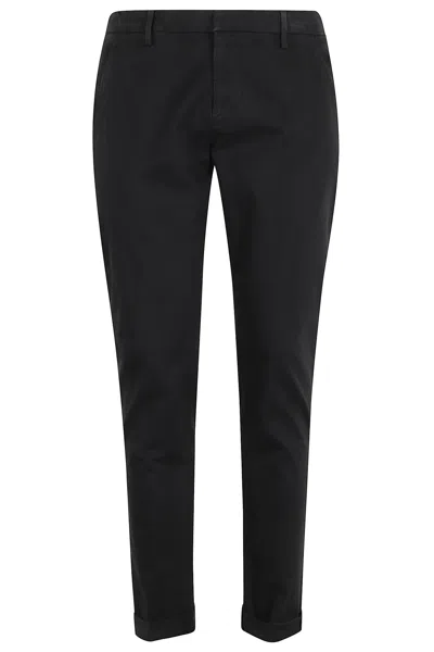 Dondup Cuffed Straight-leg Trousers In Black