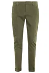Dondup Pants Gaubert Chino Cotton Gabardine Bottom 17 In Verde Militare