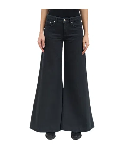 Dondup Pantalone In Denim Wide Leg Marlen In Black