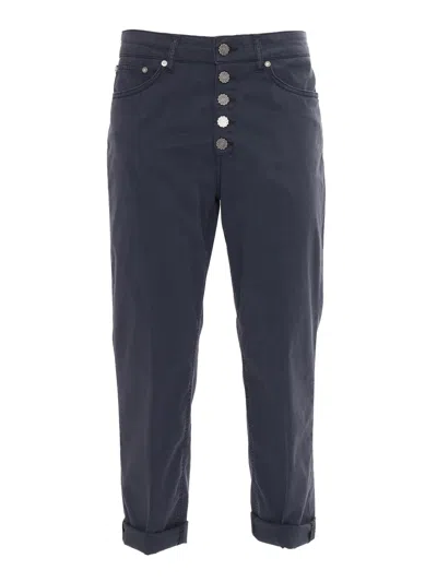 Dondup High-waisted Relaxed Fit Trousers With Decorative Button Closure In Black