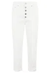 Dondup Cropped Cotton-blend Denim Jeans With Button Detailing In Fiocco