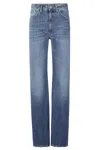 Dondup High-waisted Medium Blue Straight-leg Mabel Jeans In Blu