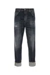 Dondup Distressed Trousers Five-pocket Rolled Cuffs In Blue