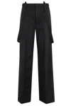 Dondup Wide-leg Virgin Wool Trousers With Removable Suspenders In Black
