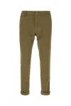 Dondup Trousers With Belt Loops And Rolled Cuffs In Green