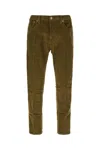 Dondup Ribbed Fabric Trousers With Belt Loops In Green