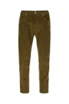 Dondup Ribbed Fabric Trousers With Belt Loops In Green