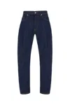 Dondup Relaxed-fit Cotton Pants With Five-pocket Design And Contrasting Patch In Blue