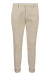 Dondup Gaubert Slim Trousers In Powder Light Gabardine In Beige