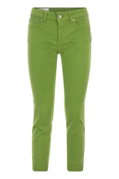 Dondup Rose Cropped Stretch Cotton Trousers In Green