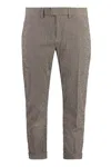 Dondup Cotton Trousers With Belt Loops And Cuffed Hem In Multicolor