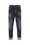Dondup Distressed Trousers Five-pocket Rolled Cuffs In Black
