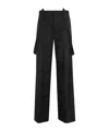 Dondup Wide-leg Virgin Wool Trousers With Removable Suspenders In Black