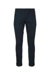 Dondup Trousers With Cuffed Hem And Button Detail In Blue