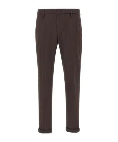 Dondup Buttoned Logo-detail Pants In Brown