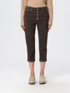 Dondup High-waisted Tapered Pants With Decorative Buttons In Brown