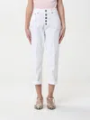 Dondup Cropped Cotton-blend Denim Jeans With Button Detailing In White