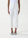 Dondup Cropped Cotton-blend Denim Jeans With Button Detailing In White