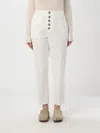 Dondup Striped Pattern Cropped Trousers With Button Detailing In Neutral