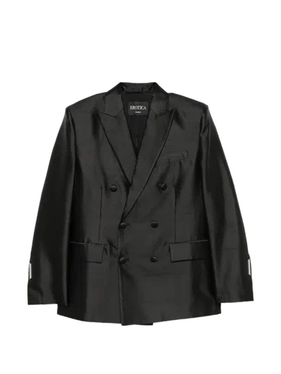 Dondup Peak-lapel Double-breasted Blazer In Black