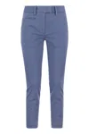 Dondup Perfect - Slim-fit Cotton Gabardine Trousers In Blue