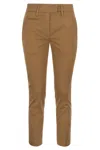 Dondup Slim Fit Gabardine Pants In Brown