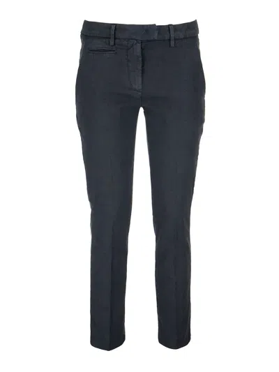 Dondup Perfect Linen Blend Trousers In Blue